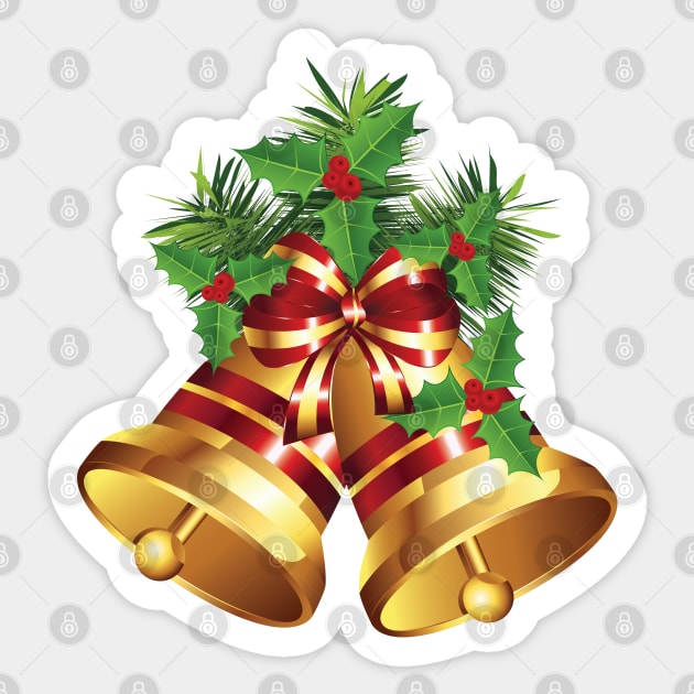 Golden Christmas Bell Sticker by AnnArtshock